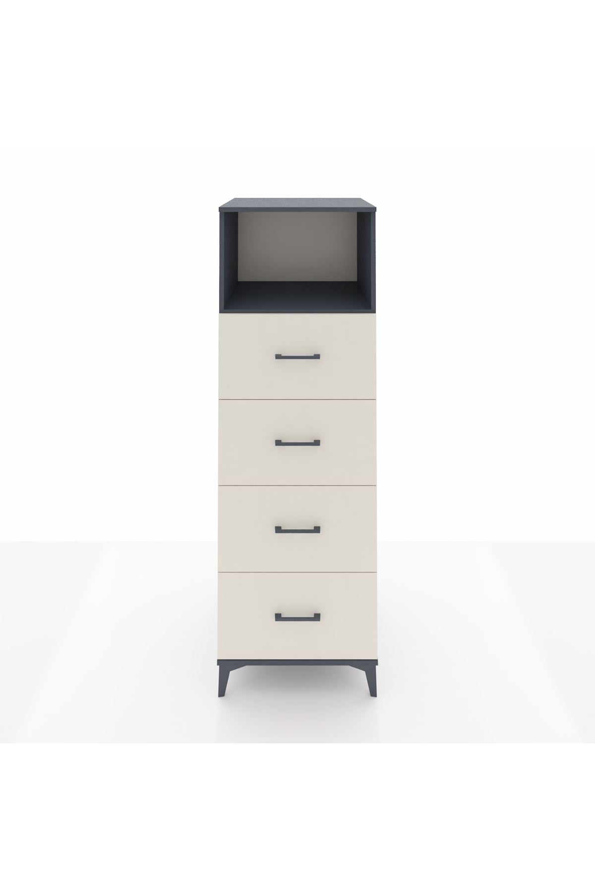 Kronos Dolap Tek Raflı 4 Çekmeceli 60x59x182 Antrasit-Aytaşı