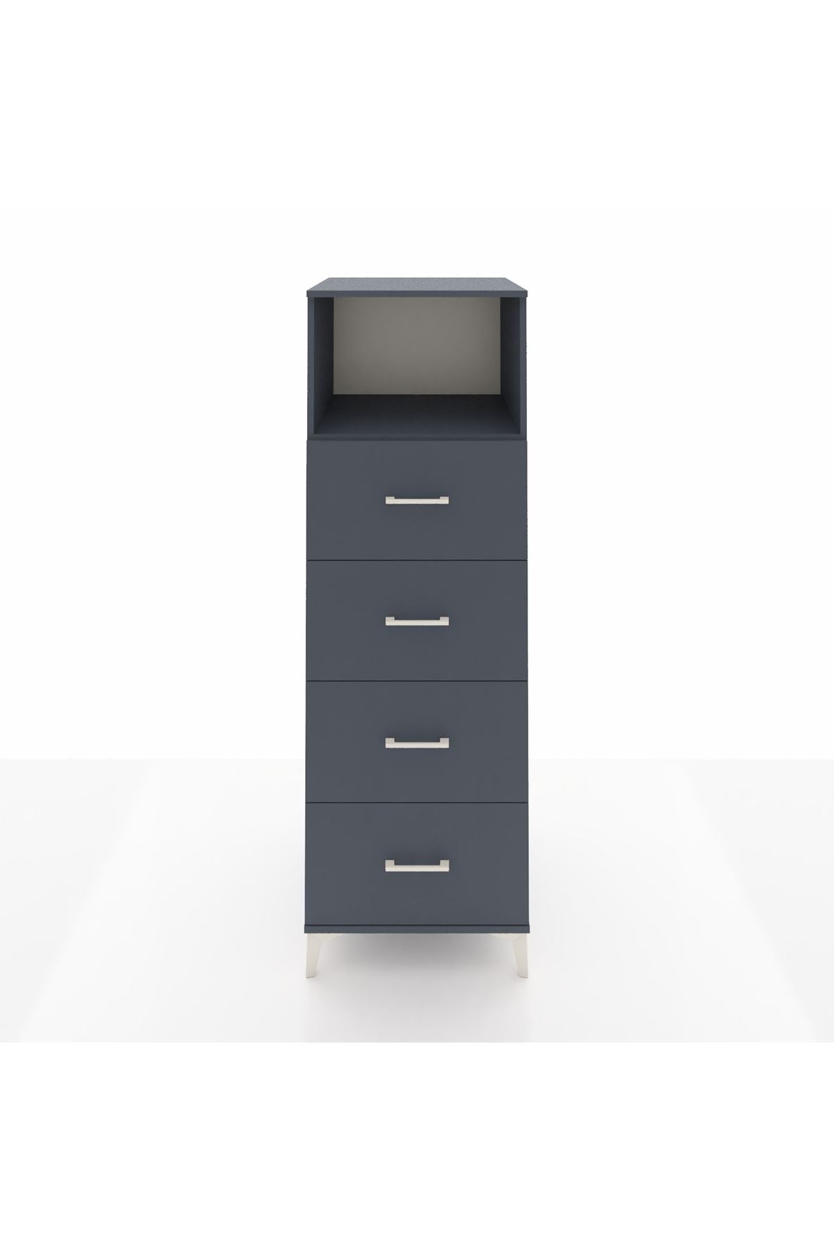 Kronos Dolap Tek Raflı 4 Çekmeceli 60x59x182 Antrasit-Antrasit