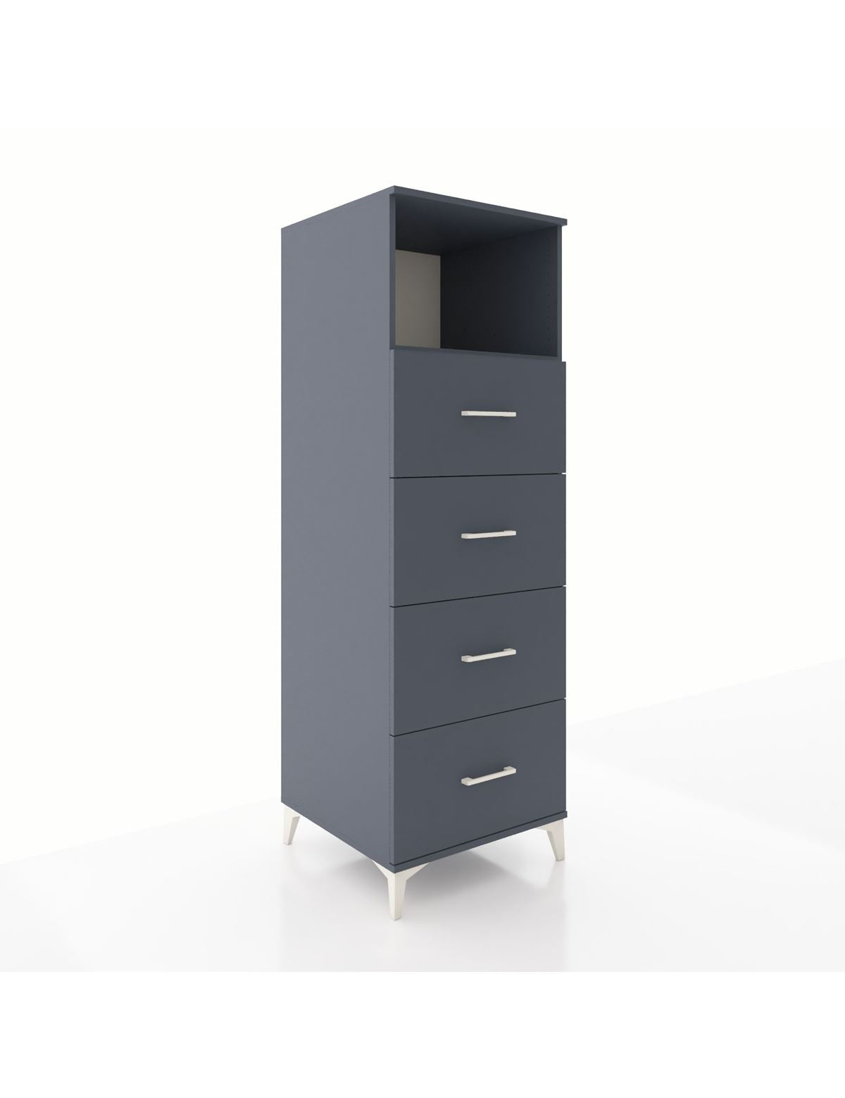 Kronos Dolap Tek Raflı 4 Çekmeceli 60x59x182 Antrasit-Antrasit