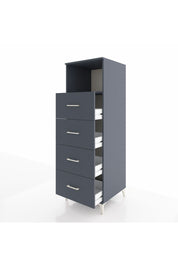 Kronos Dolap Tek Raflı 4 Çekmeceli 60x59x182 Antrasit-Antrasit