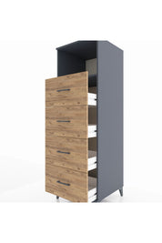 Kronos Dolap Tek Raflı 4 Çekmeceli 60x59x182 Antrasit-Çam