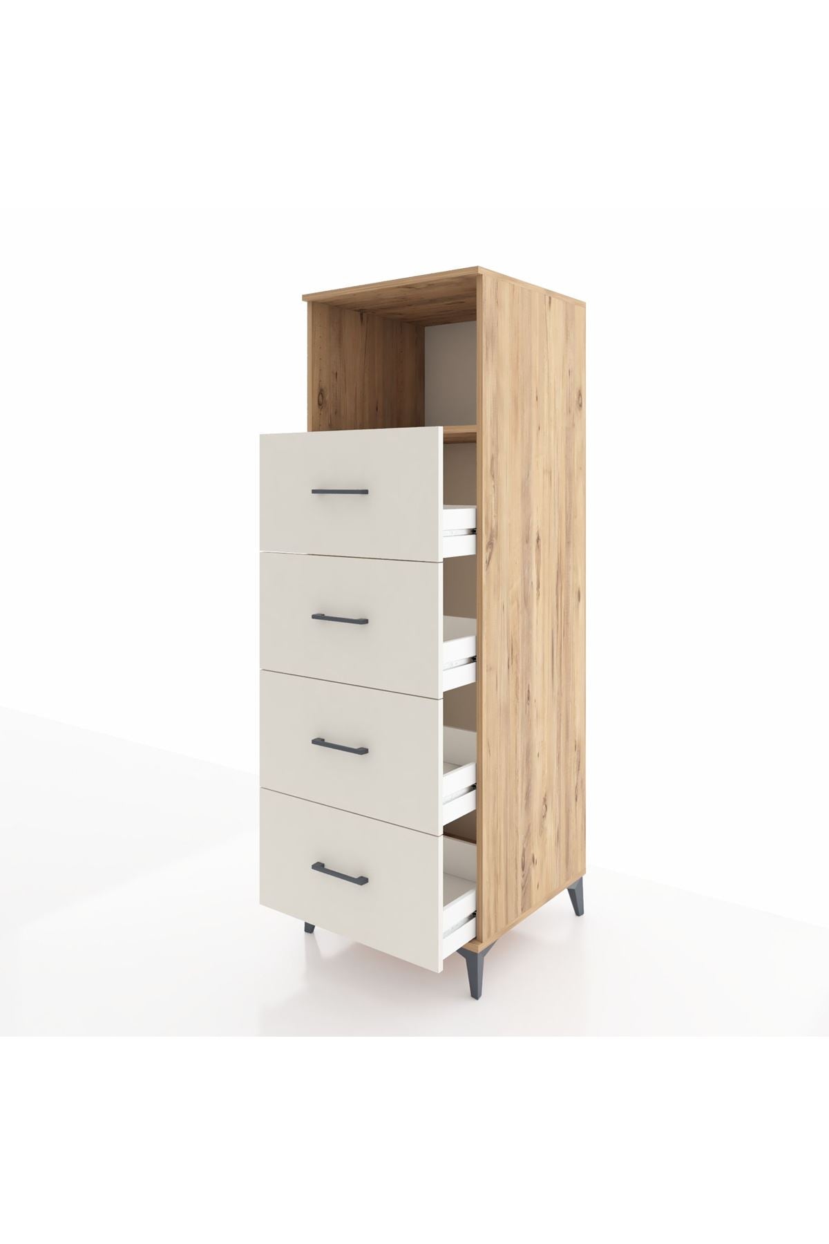 Kronos Dolap Tek Raflı 4 Çekmeceli 60x59x182 Çam-Aytaşı