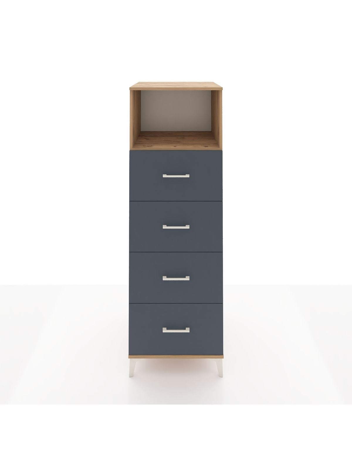 Kronos Dolap Tek Raflı 4 Çekmeceli 60x59x182 Çam-Antrasit