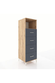 Kronos Dolap Tek Raflı 4 Çekmeceli 60x59x182 Çam-Antrasit