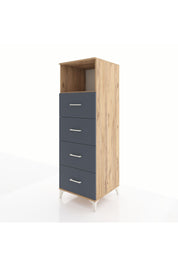 Kronos Dolap Tek Raflı 4 Çekmeceli 60x59x182 Çam-Antrasit