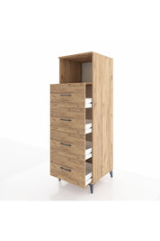Kronos Dolap Tek Raflı 4 Çekmeceli 60x59x182 Çam-Çam