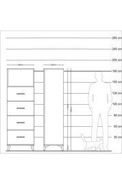 Kronos Dolap Tek Raflı 4 Çekmeceli 60x59x182 Çam-Çam