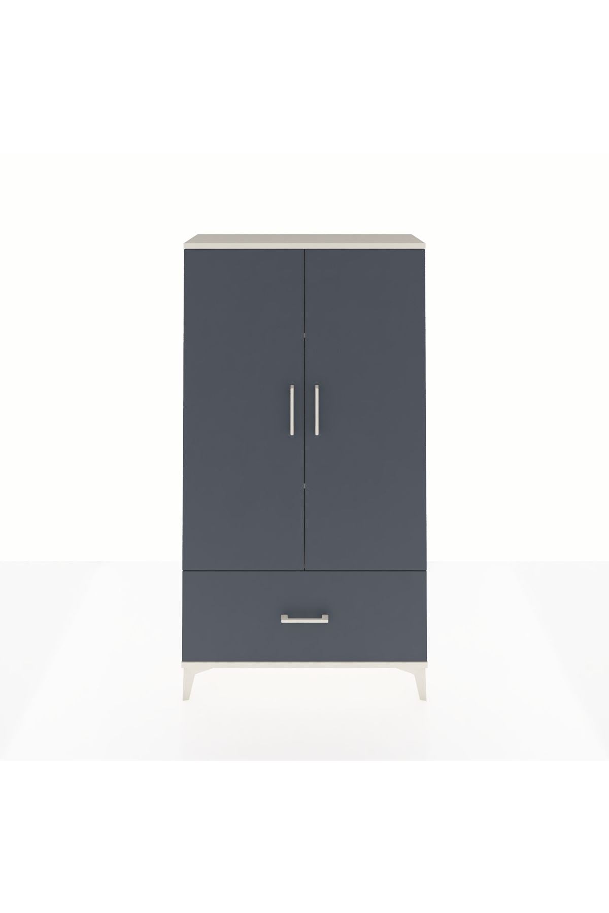 Arges Dolap 3 Raflı Tek Çekmeceli 2 Kapaklı 88x30x163 Aytaşı-Antrasit