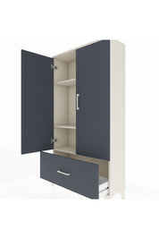 Arges Dolap 3 Raflı Tek Çekmeceli 2 Kapaklı 88x30x163 Aytaşı-Antrasit