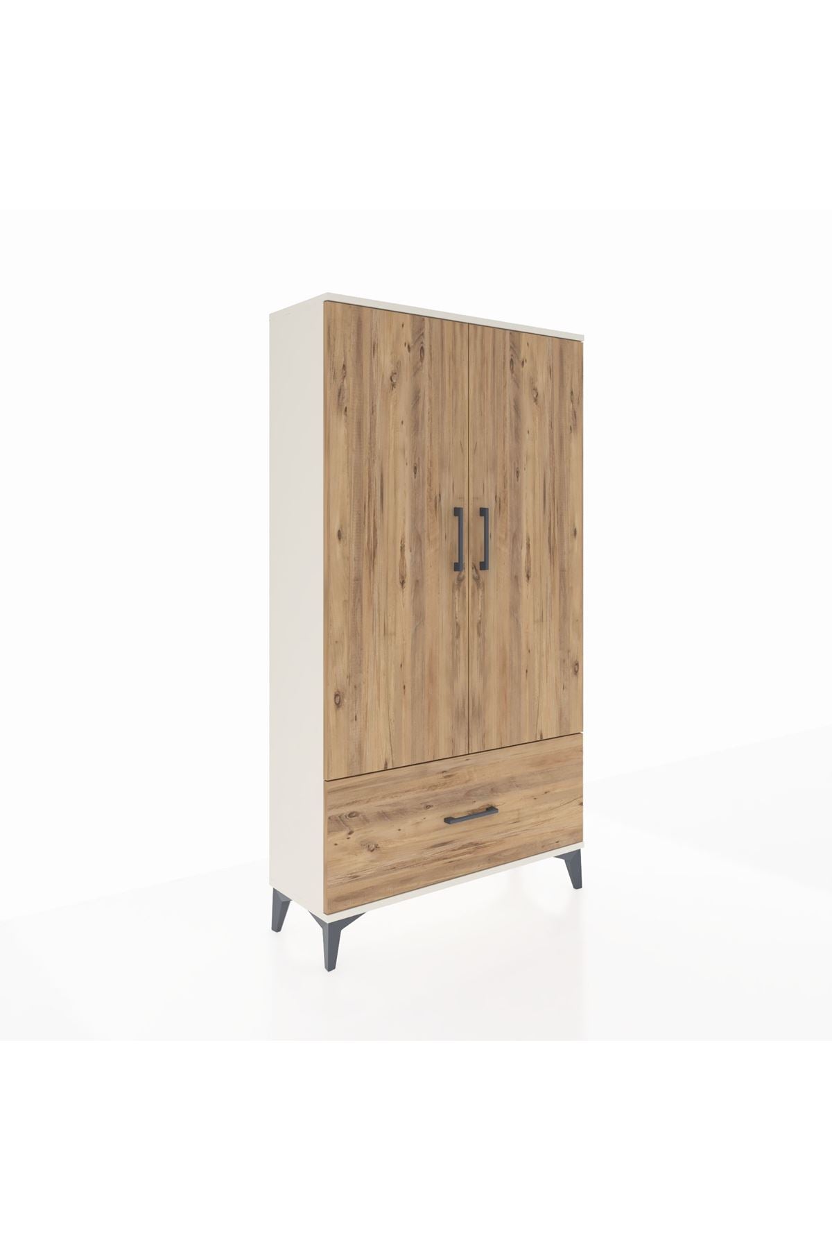 Arges Dolap 3 Raflı Tek Çekmeceli 2 Kapaklı 88x30x163 Aytaşı-Çam