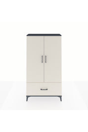 Arges Dolap 3 Raflı Tek Çekmeceli 2 Kapaklı 88x30x163 Antrasit-Aytaşı