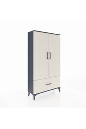 Arges Dolap 3 Raflı Tek Çekmeceli 2 Kapaklı 88x30x163 Antrasit-Aytaşı