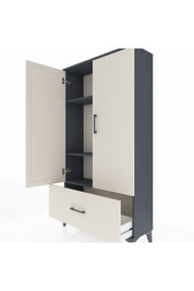 Arges Dolap 3 Raflı Tek Çekmeceli 2 Kapaklı 88x30x163 Antrasit-Aytaşı