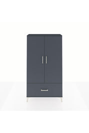 Arges Dolap 3 Raflı Tek Çekmeceli 2 Kapaklı 88x30x163 Antrasit-Antrasit