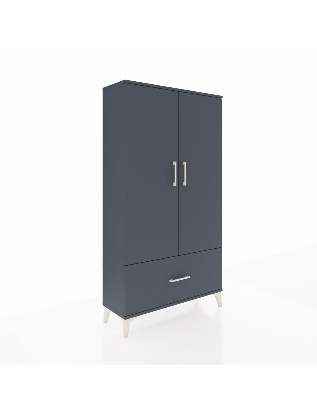 Arges Dolap 3 Raflı Tek Çekmeceli 2 Kapaklı 88x30x163 Antrasit-Antrasit