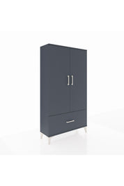 Arges Dolap 3 Raflı Tek Çekmeceli 2 Kapaklı 88x30x163 Antrasit-Antrasit