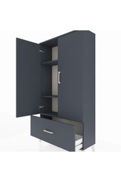 Arges Dolap 3 Raflı Tek Çekmeceli 2 Kapaklı 88x30x163 Antrasit-Antrasit