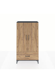 Arges Dolap 3 Raflı Tek Çekmeceli 2 Kapaklı 88x30x163 Antrasit-Çam