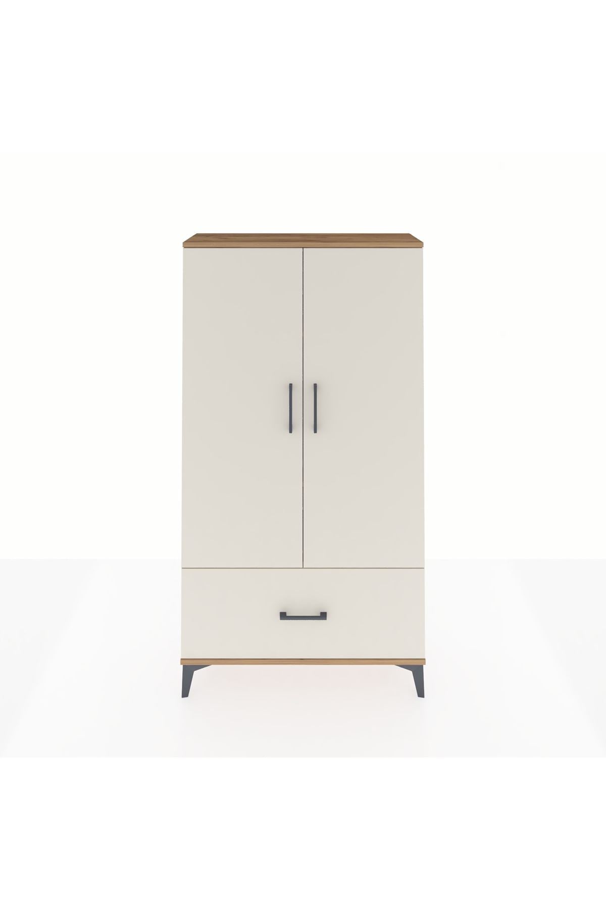 Arges Dolap 3 Raflı Tek Çekmeceli 2 Kapaklı 88x30x163 Çam-Aytaşı