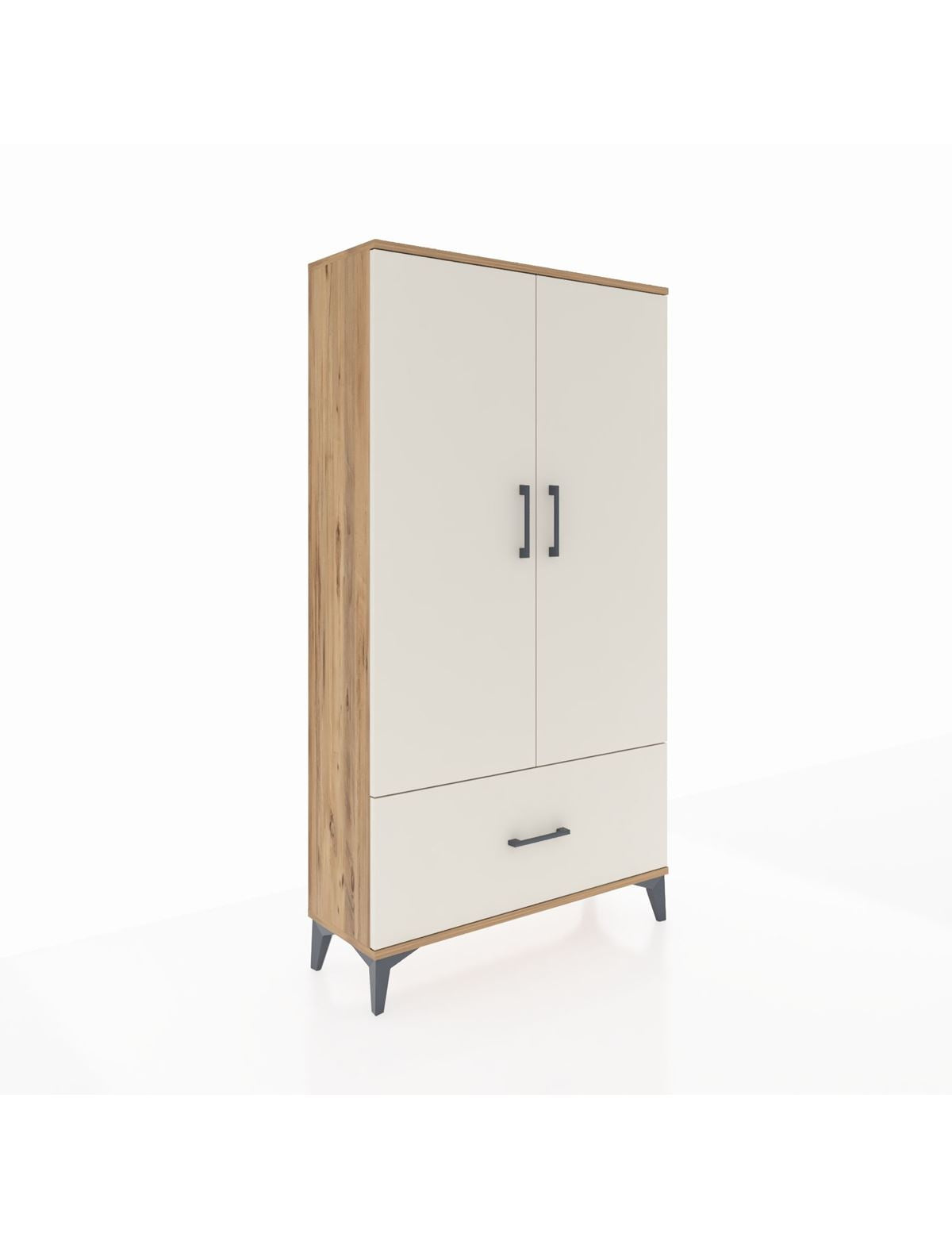 Arges Dolap 3 Raflı Tek Çekmeceli 2 Kapaklı 88x30x163 Çam-Aytaşı