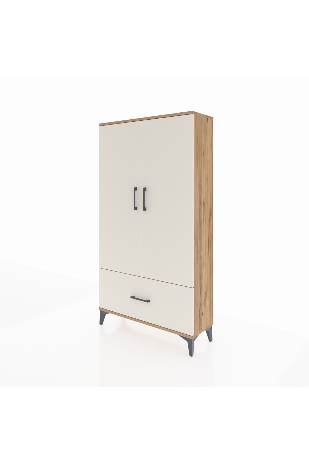 Arges Dolap 3 Raflı Tek Çekmeceli 2 Kapaklı 88x30x163 Çam-Aytaşı