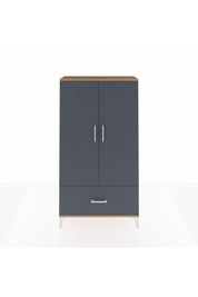 Arges Dolap 3 Raflı Tek Çekmeceli 2 Kapaklı 88x30x163 Çam-Antrasit