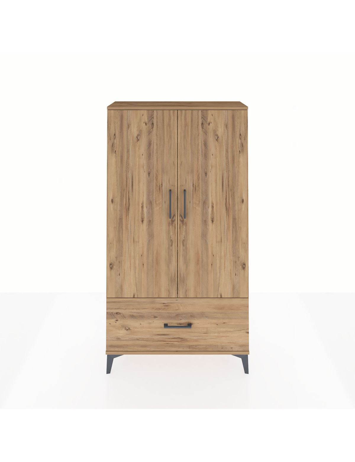 Arges Dolap 3 Raflı Tek Çekmeceli 2 Kapaklı 88x30x163 Çam-Çam