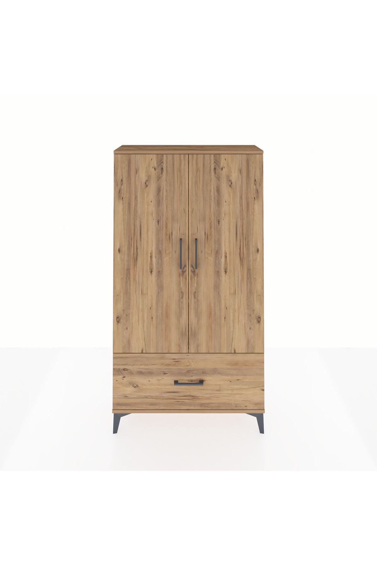 Arges Dolap 3 Raflı Tek Çekmeceli 2 Kapaklı 88x30x163 Çam-Çam