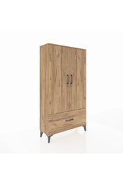 Arges Dolap 3 Raflı Tek Çekmeceli 2 Kapaklı 88x30x163 Çam-Çam