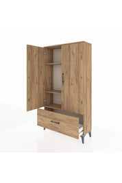 Arges Dolap 3 Raflı Tek Çekmeceli 2 Kapaklı 88x30x163 Çam-Çam
