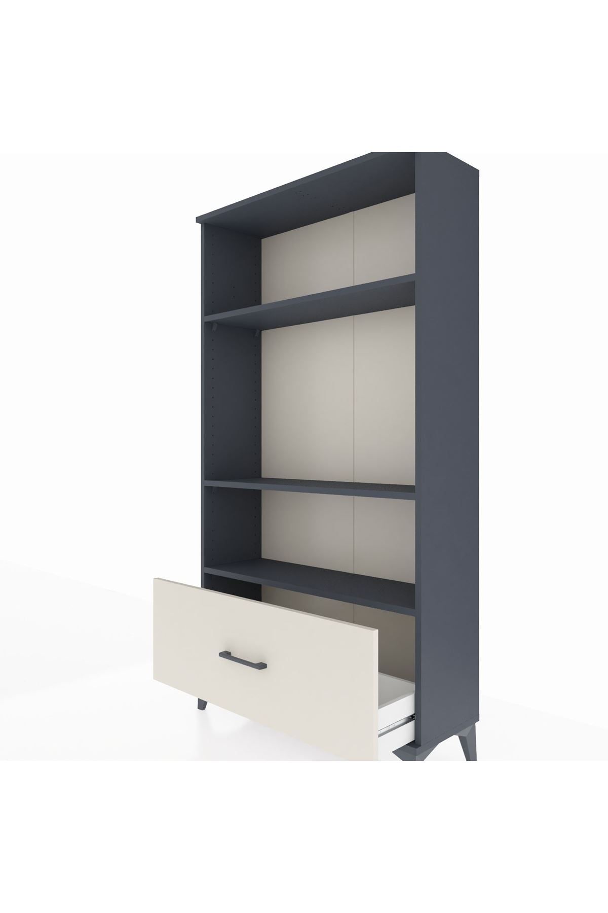 Arges Dolap 3 Raflı Tek Çekmeceli 88x30x163 Antrasit-Aytaşı