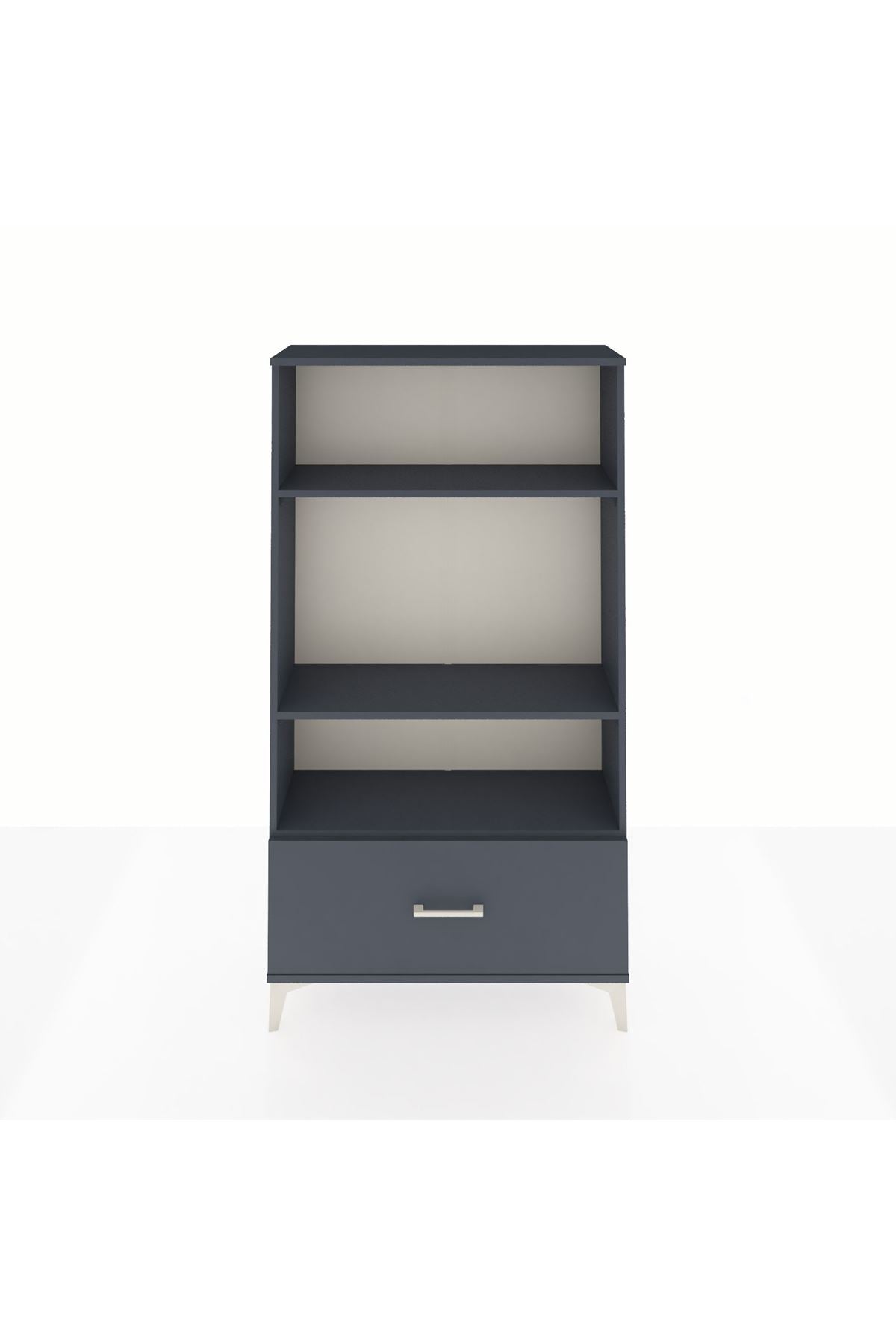 Arges Dolap 3 Raflı Tek Çekmeceli 88x30x163 Antrasit-Antrasit