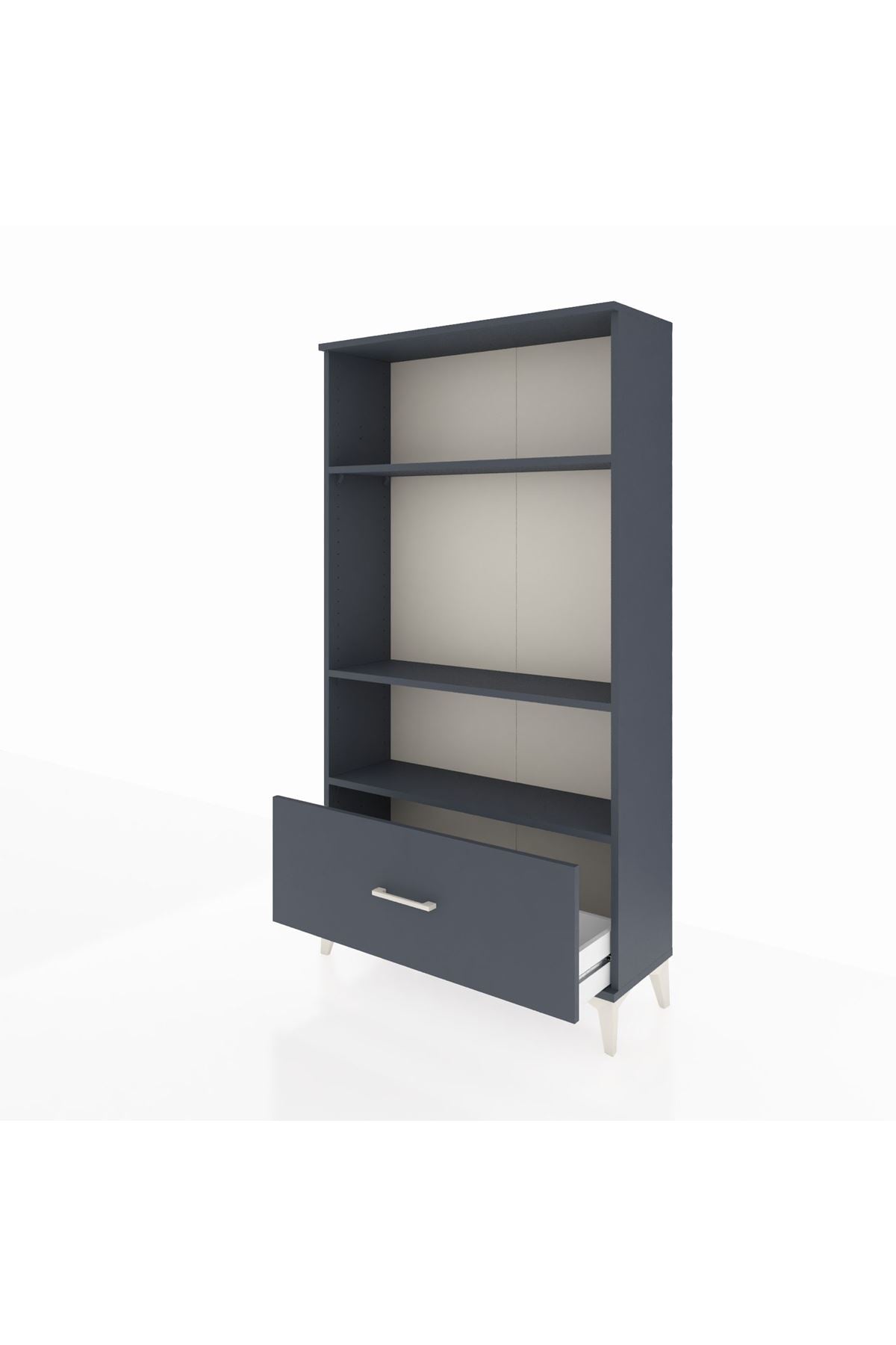 Arges Dolap 3 Raflı Tek Çekmeceli 88x30x163 Antrasit-Antrasit