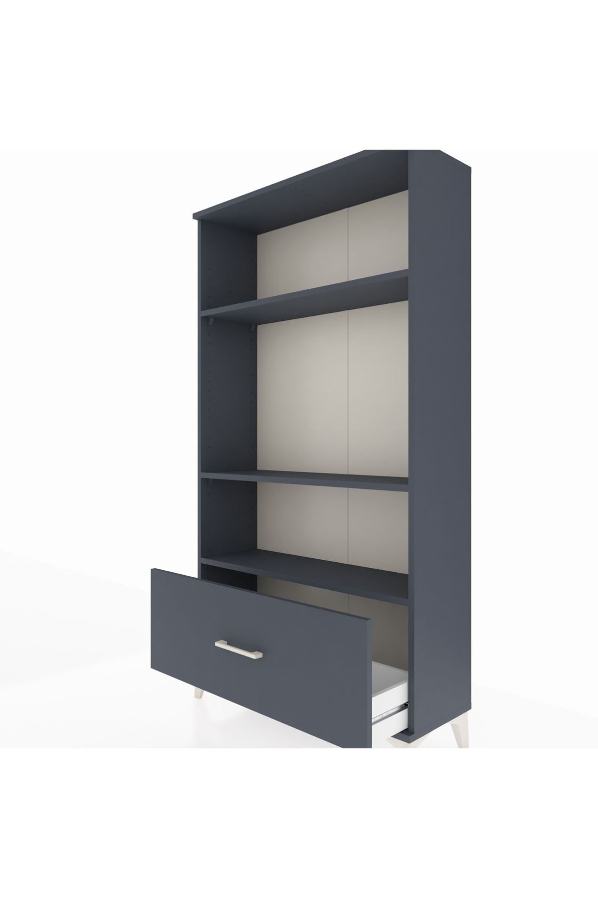 Arges Dolap 3 Raflı Tek Çekmeceli 88x30x163 Antrasit-Antrasit