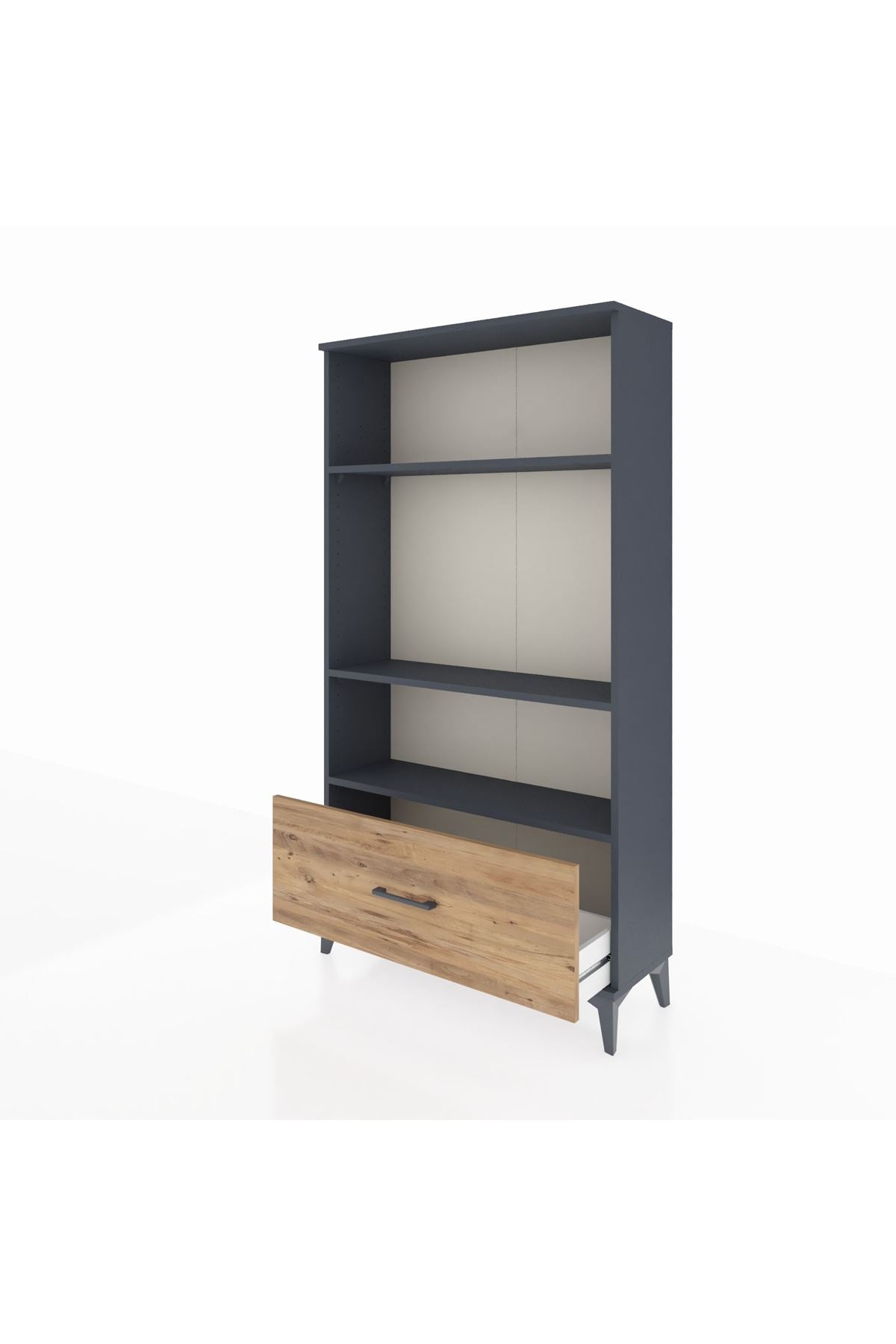 Arges Dolap 3 Raflı Tek Çekmeceli 88x30x163 Antrasit-Çam