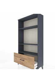 Arges Dolap 3 Raflı Tek Çekmeceli 88x30x163 Antrasit-Çam