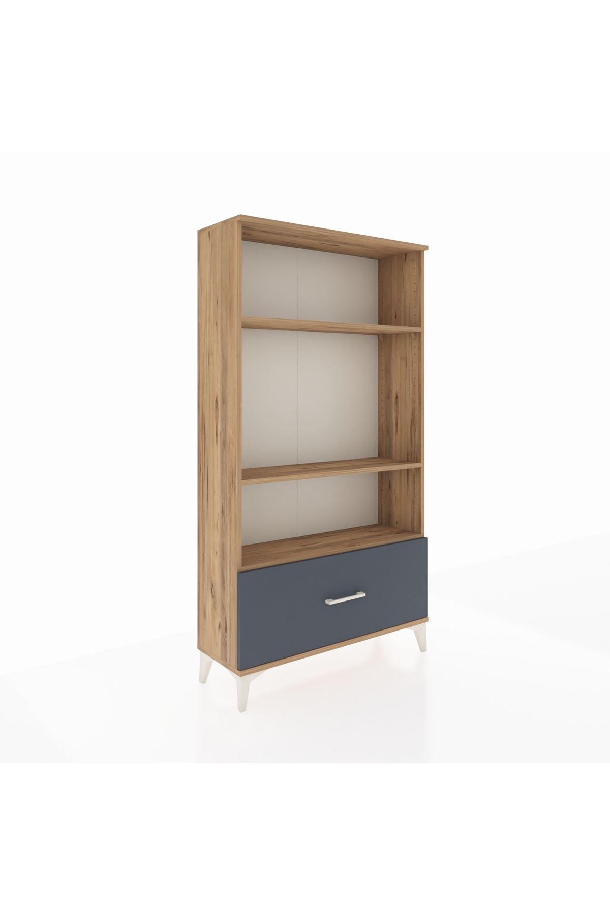 Arges Dolap 3 Raflı Tek Çekmeceli 88x30x163 Çam-Antrasit