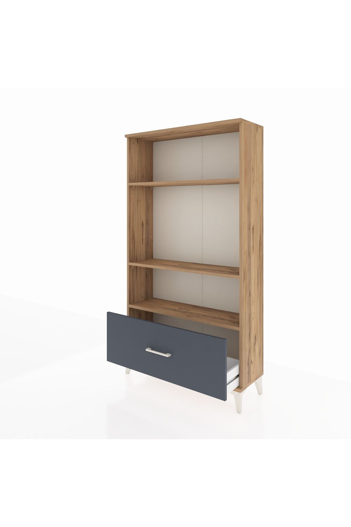 Arges Dolap 3 Raflı Tek Çekmeceli 88x30x163 Çam-Antrasit