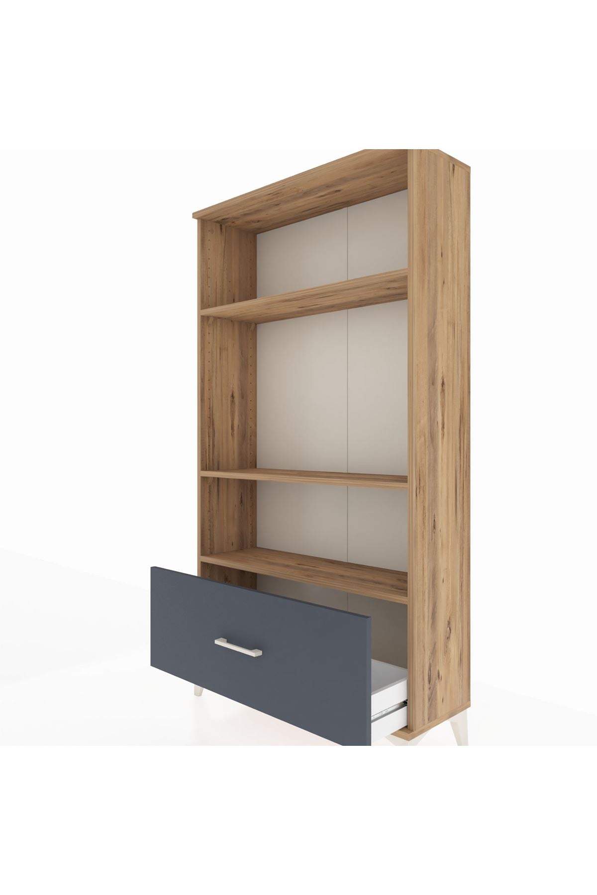 Arges Dolap 3 Raflı Tek Çekmeceli 88x30x163 Çam-Antrasit