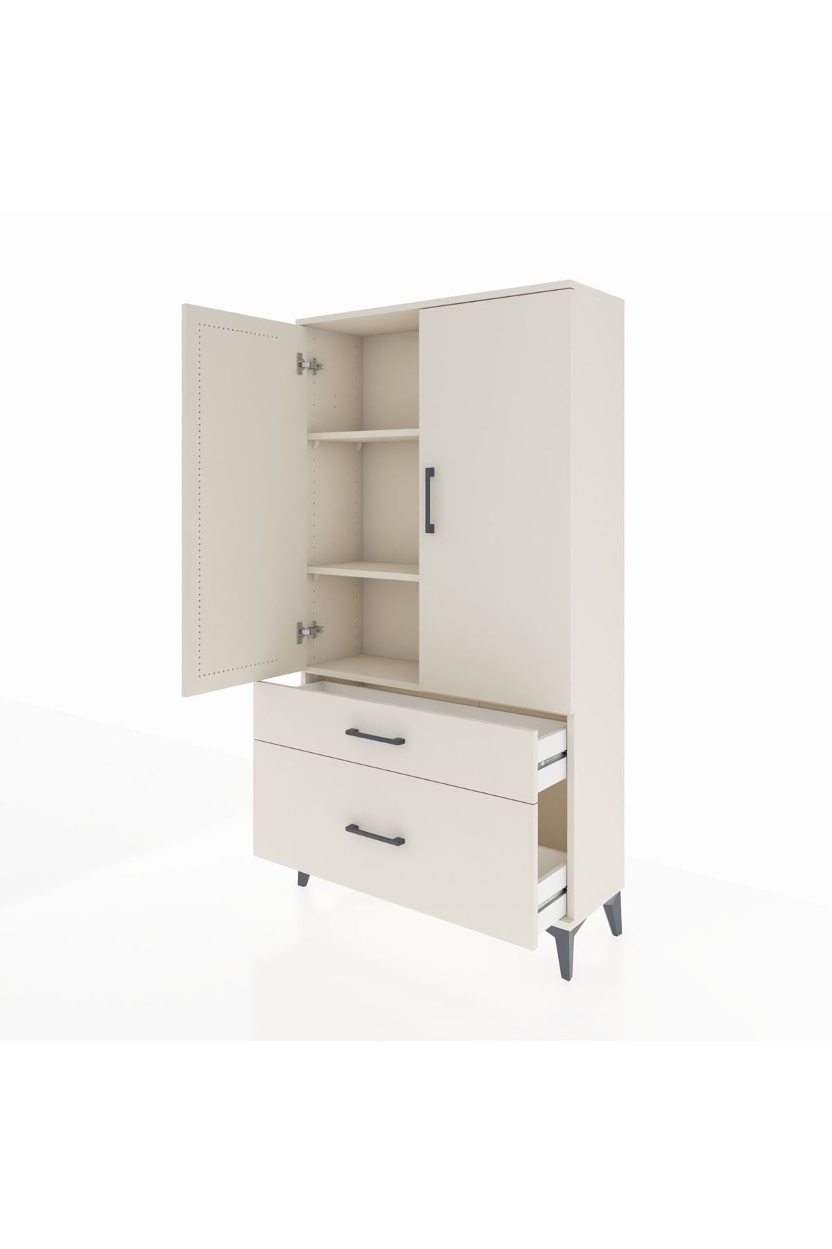 Arges Dolap 3 Raflı 2 Çekmeceli 2 Kapaklı 88x30x163 Aytaşı-Aytaşı