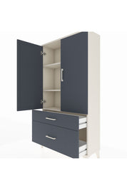 Arges Dolap 3 Raflı 2 Çekmeceli 2 Kapaklı 88x30x163 Aytaşı-Antrasit