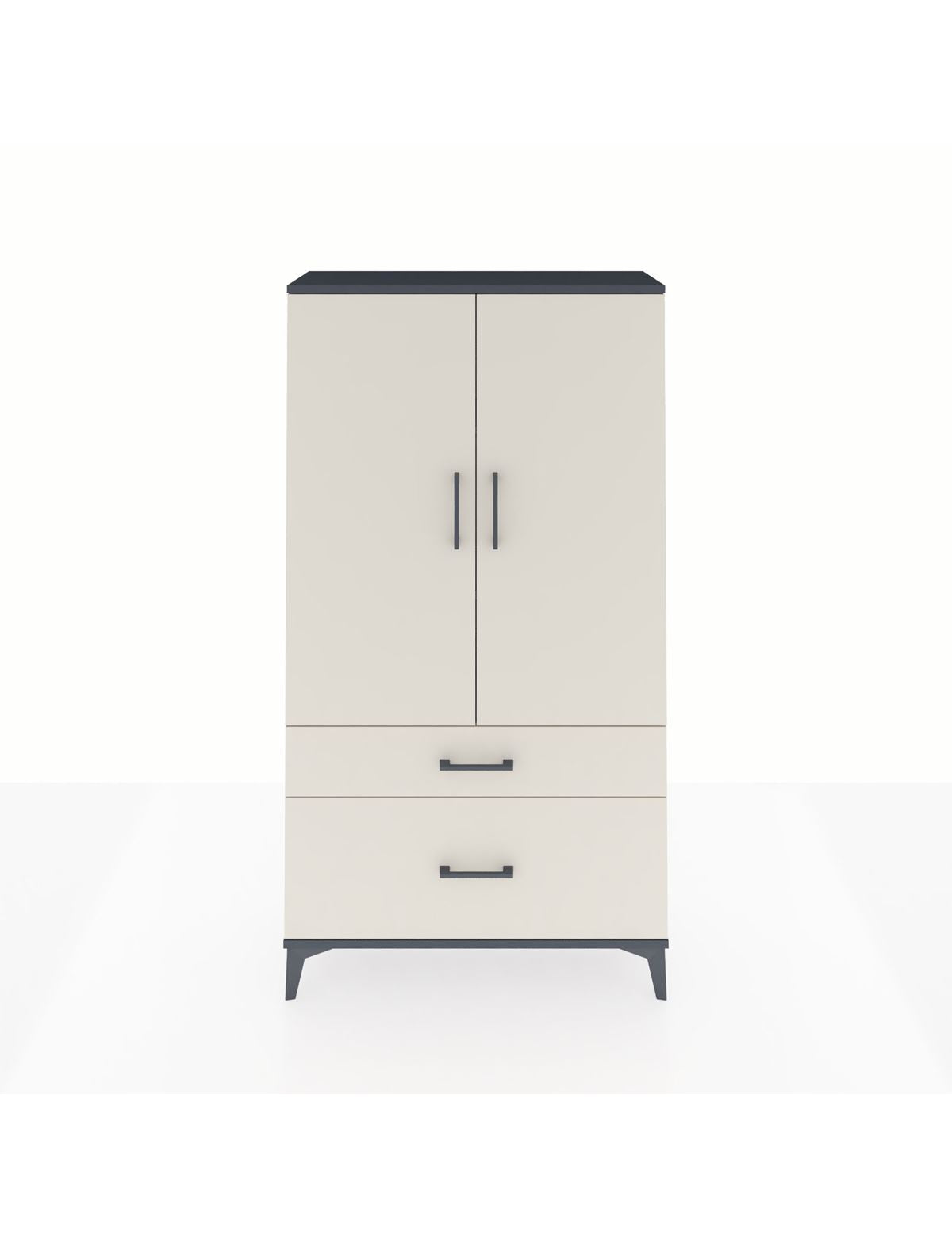 Arges Dolap 3 Raflı 2 Çekmeceli 2 Kapaklı 88x30x163 Antrasit-Aytaşı