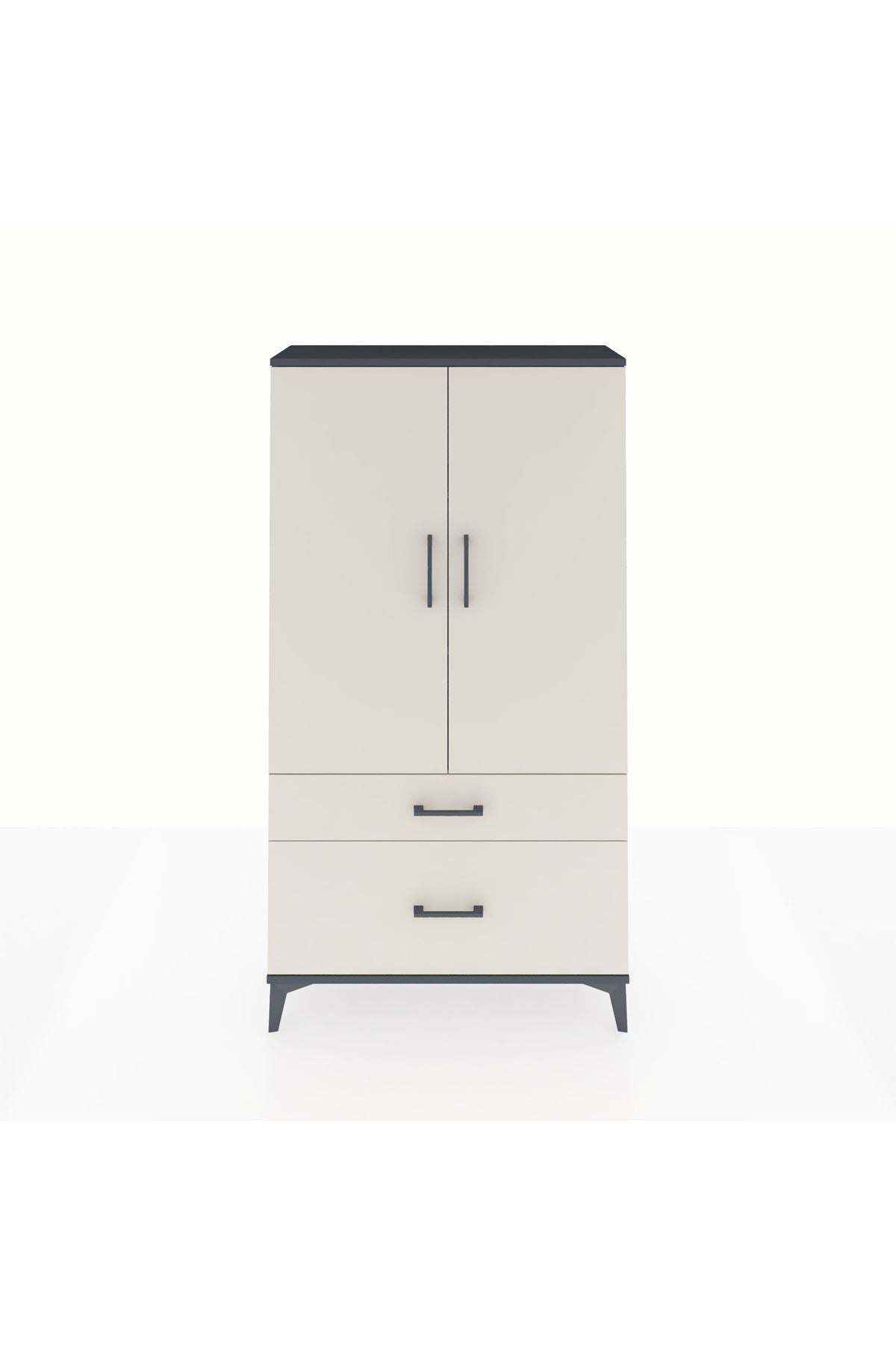 Arges Dolap 3 Raflı 2 Çekmeceli 2 Kapaklı 88x30x163 Antrasit-Aytaşı