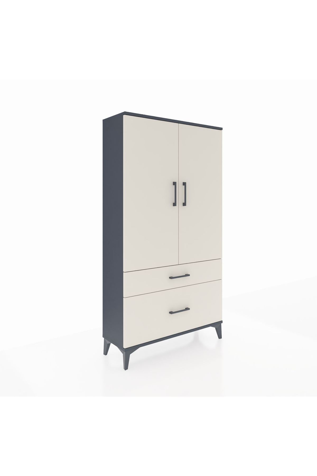 Arges Dolap 3 Raflı 2 Çekmeceli 2 Kapaklı 88x30x163 Antrasit-Aytaşı