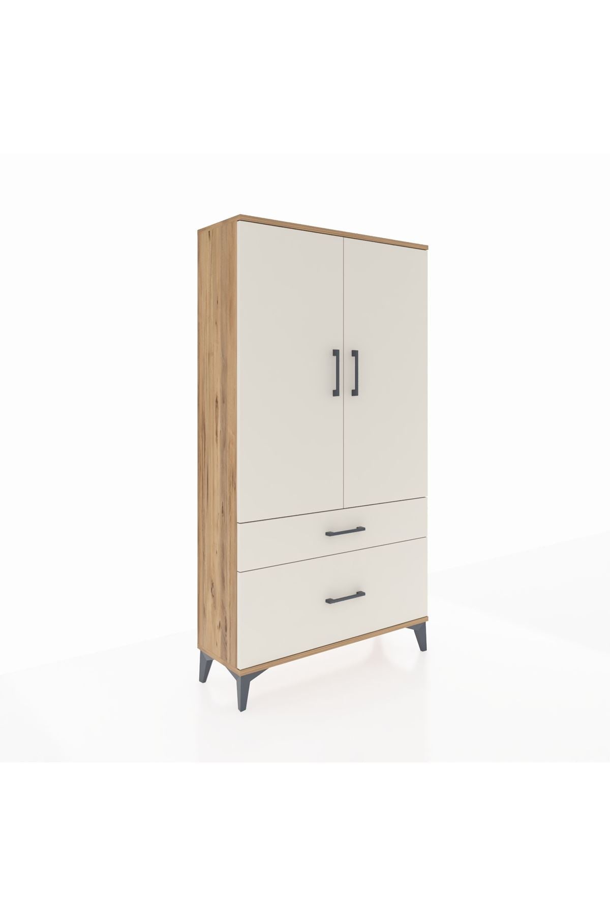 Arges Dolap 3 Raflı 2 Çekmeceli 2 Kapaklı 88x30x163 Çam-Aytaşı