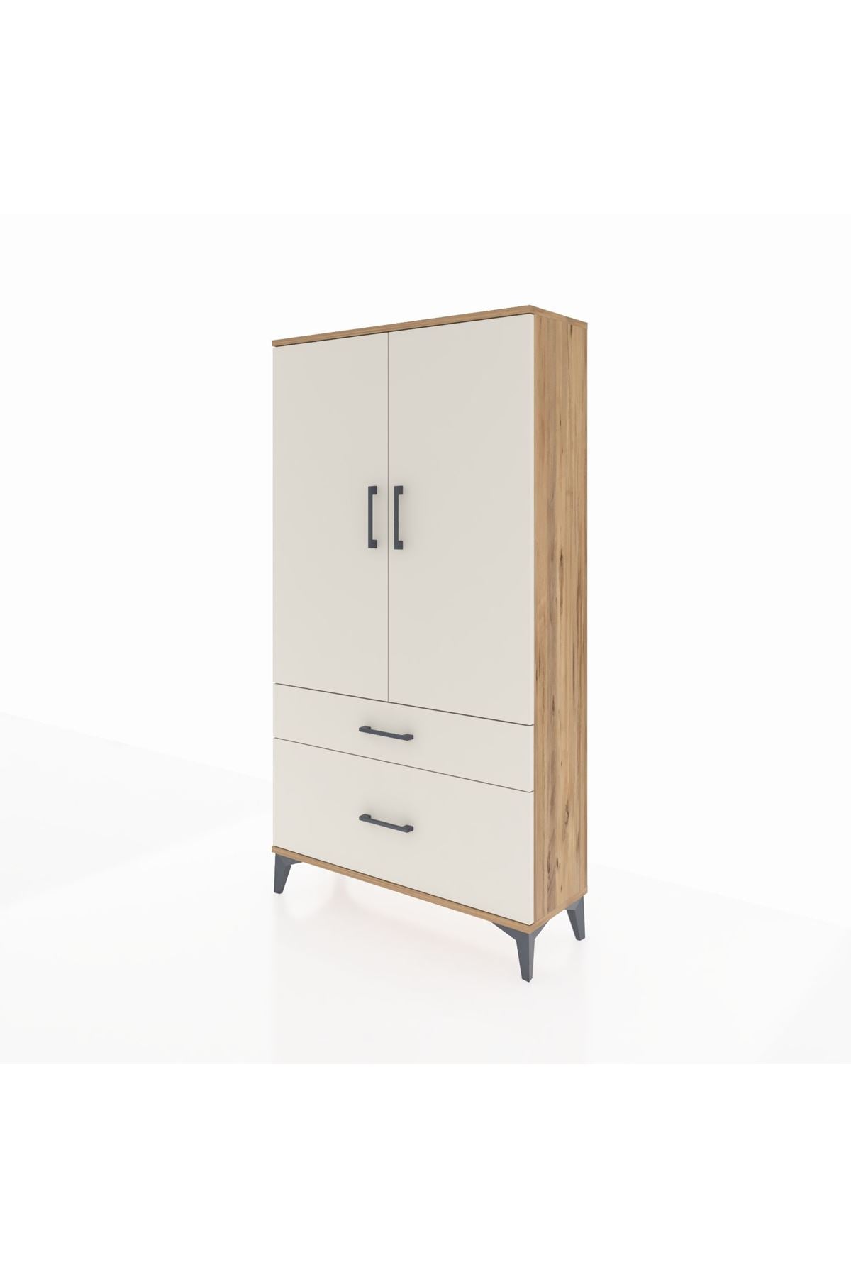 Arges Dolap 3 Raflı 2 Çekmeceli 2 Kapaklı 88x30x163 Çam-Aytaşı