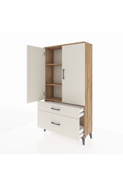 Arges Dolap 3 Raflı 2 Çekmeceli 2 Kapaklı 88x30x163 Çam-Aytaşı