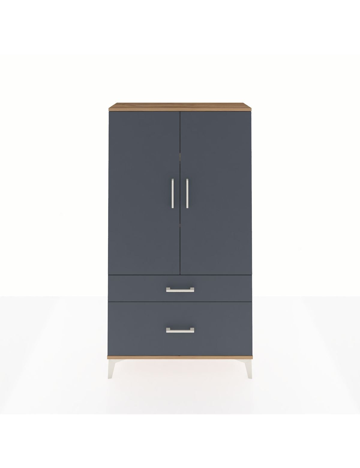 Arges Dolap 3 Raflı 2 Çekmeceli 2 Kapaklı 88x30x163 Çam-Antrasit