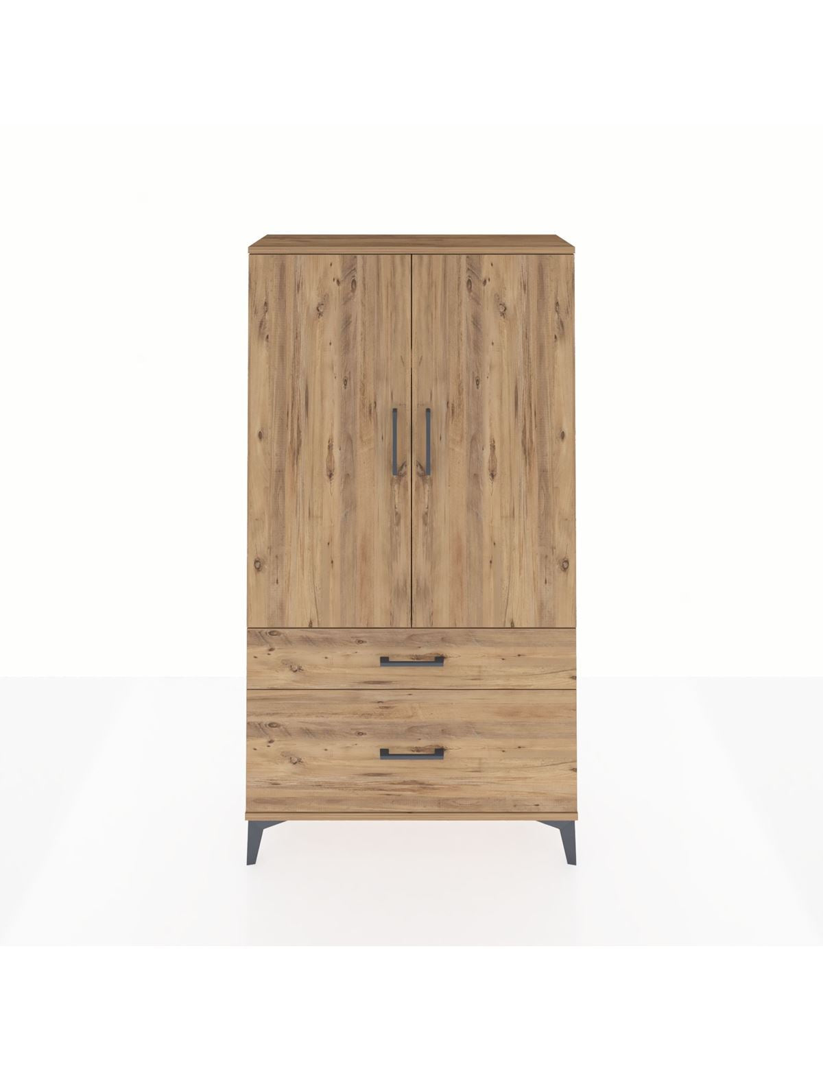 Arges Dolap 3 Raflı 2 Çekmeceli 2 Kapaklı 88x30x163 Çam-Çam