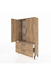 Arges Dolap 3 Raflı 2 Çekmeceli 2 Kapaklı 88x30x163 Çam-Çam
